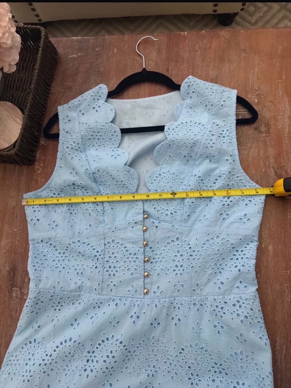 Commense Cotton Sleeveless Embroidered Eyelet Dress with Deep V Neck - Picture 6 of 7